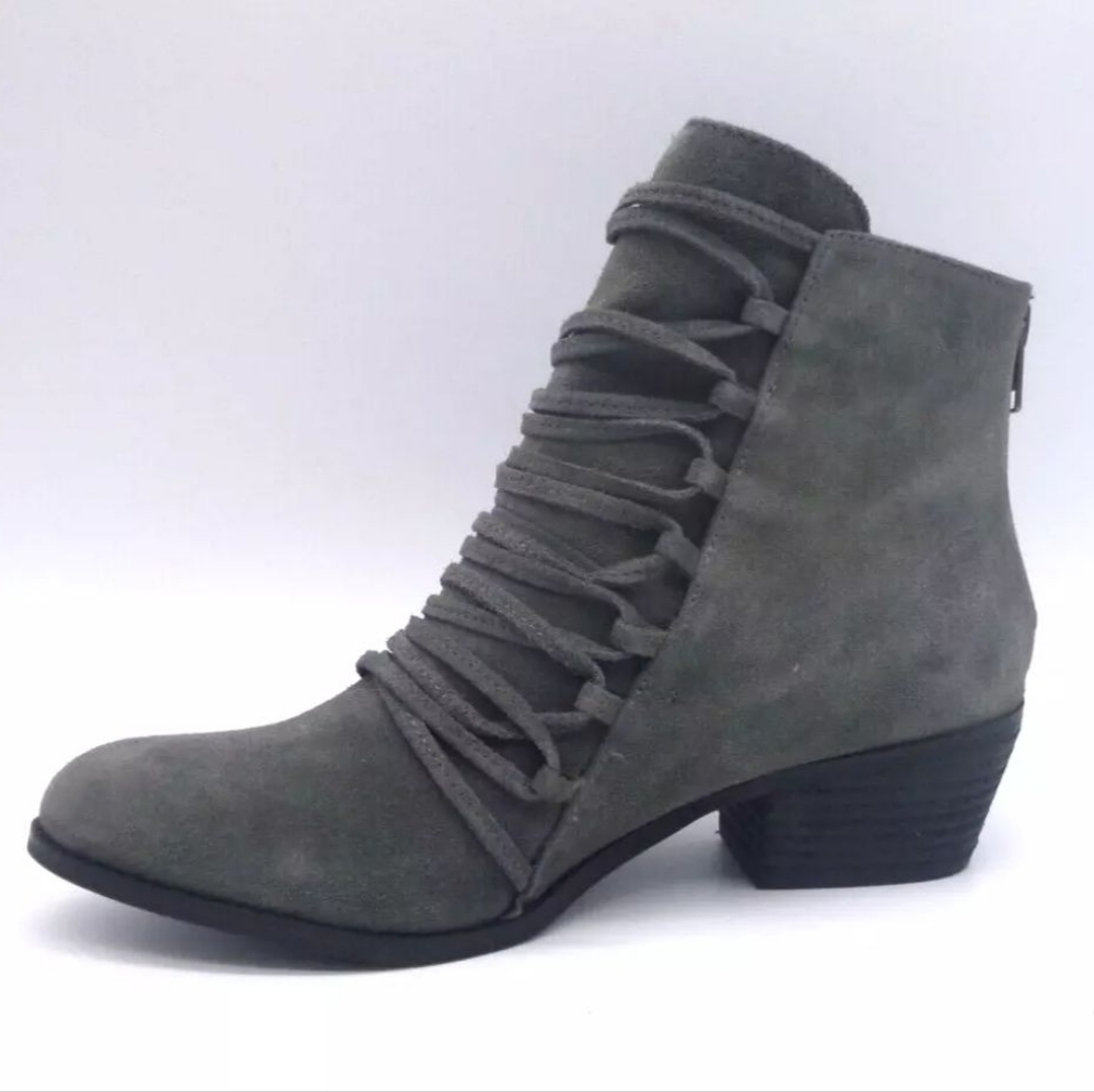 Like New 🩶 Yellow Box Women's Jaffa Charcoal Suede Strappy Ankle Boots